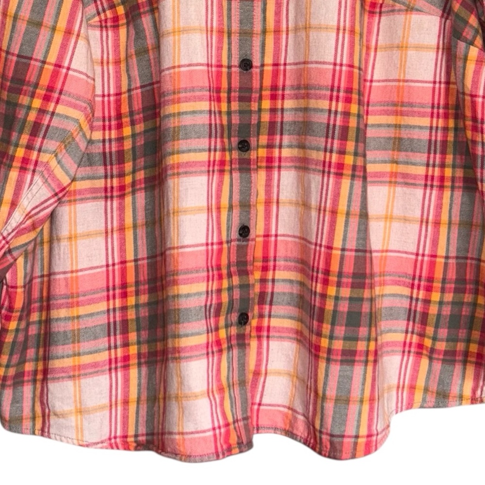 Lands End Boyfriend Fit Plaid Button Down Cotton Flannel Size 2X - Picture 4 of 12